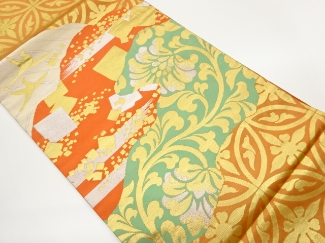 JAPANESE FUKURO OBI / WOVEN FLOWER ARABESQUE